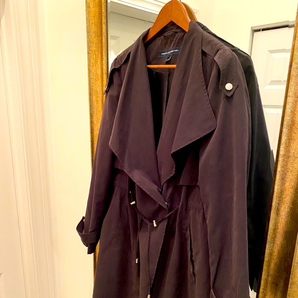 French Connection Women Black Trench coat size L